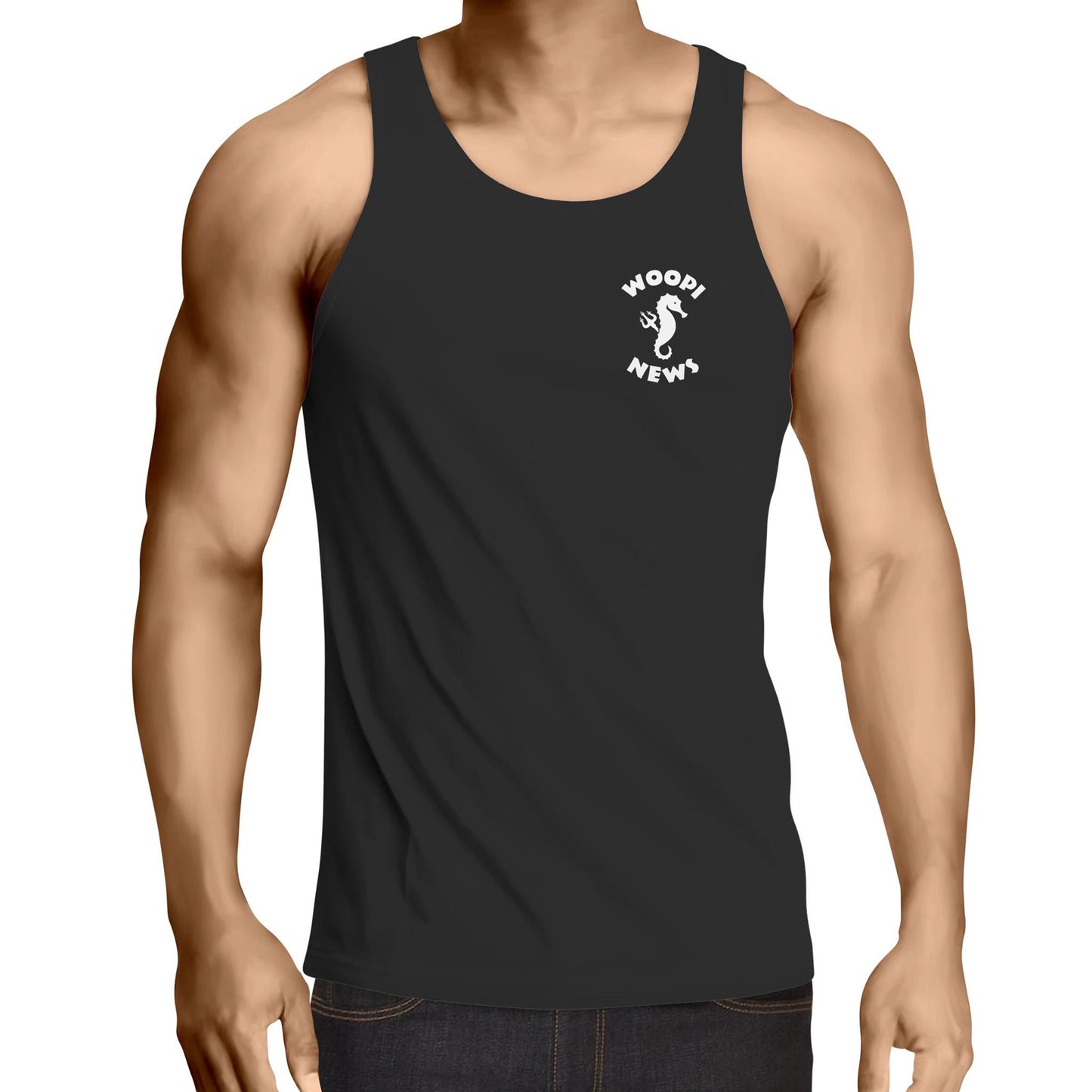 Woopi News Men's Lowdown Singlet – Logo Front & Back