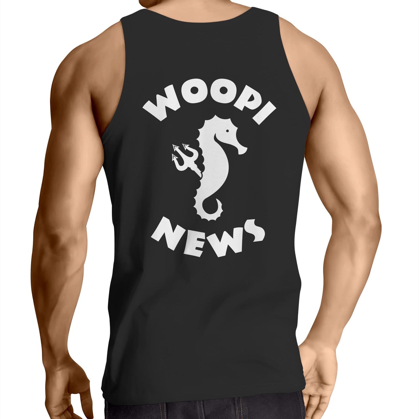 Woopi News Men's Lowdown Singlet – Logo Front &amp; Back