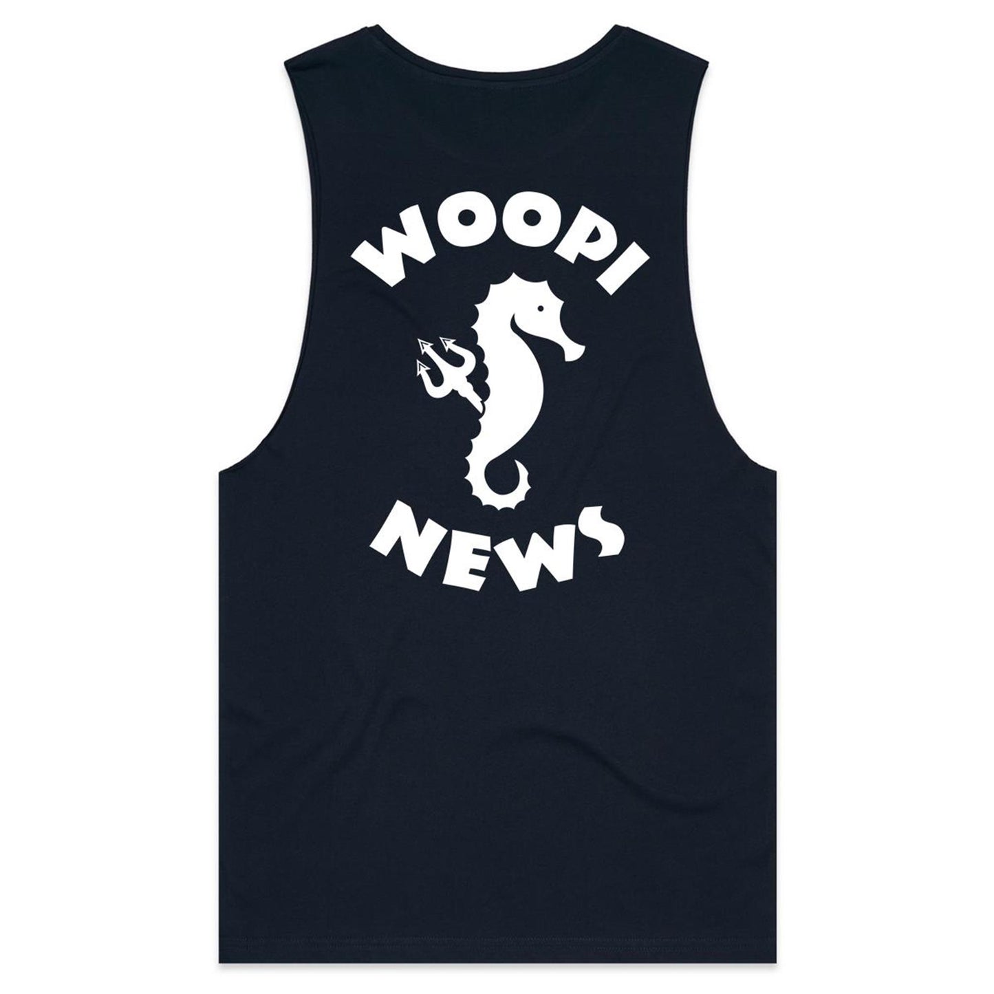 Woopi News Barnard Tank Tee – Logo Front and Back