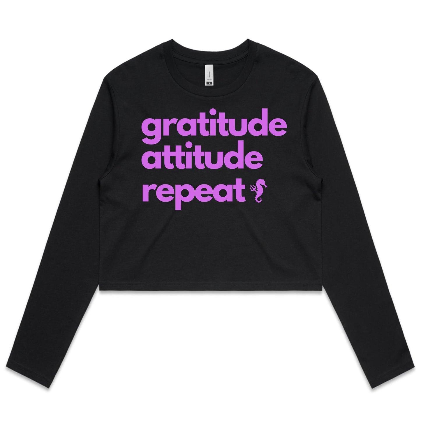 Gratitude Attitude Repeat – Women’s Long Sleeve Crop Tee