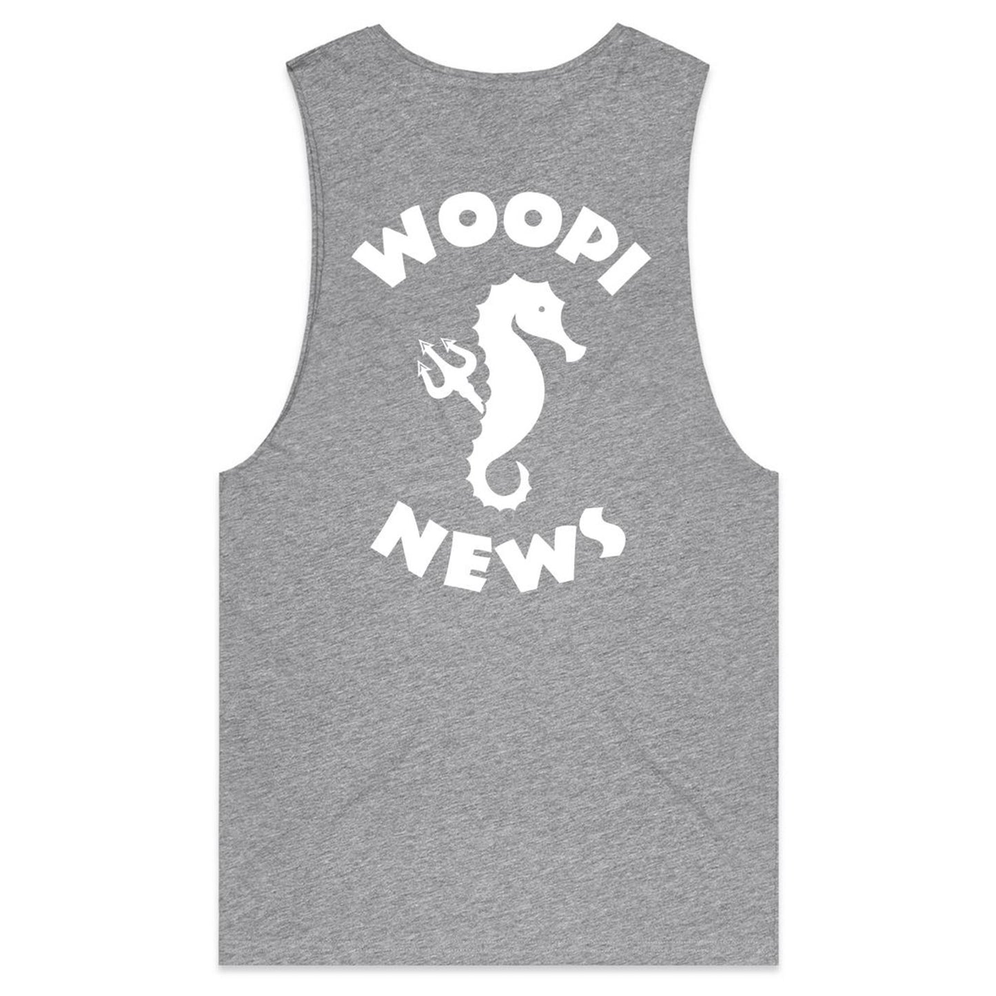 Woopi News Barnard Tank Tee – Logo Front and Back