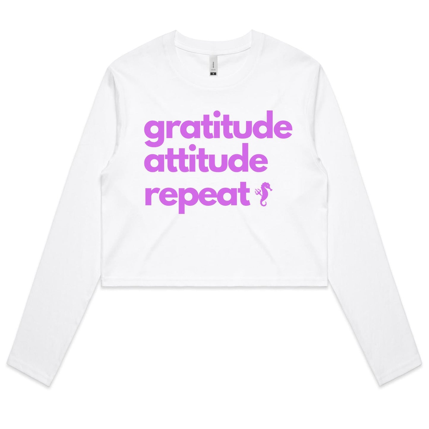 Gratitude Attitude Repeat – Women’s Long Sleeve Crop Tee
