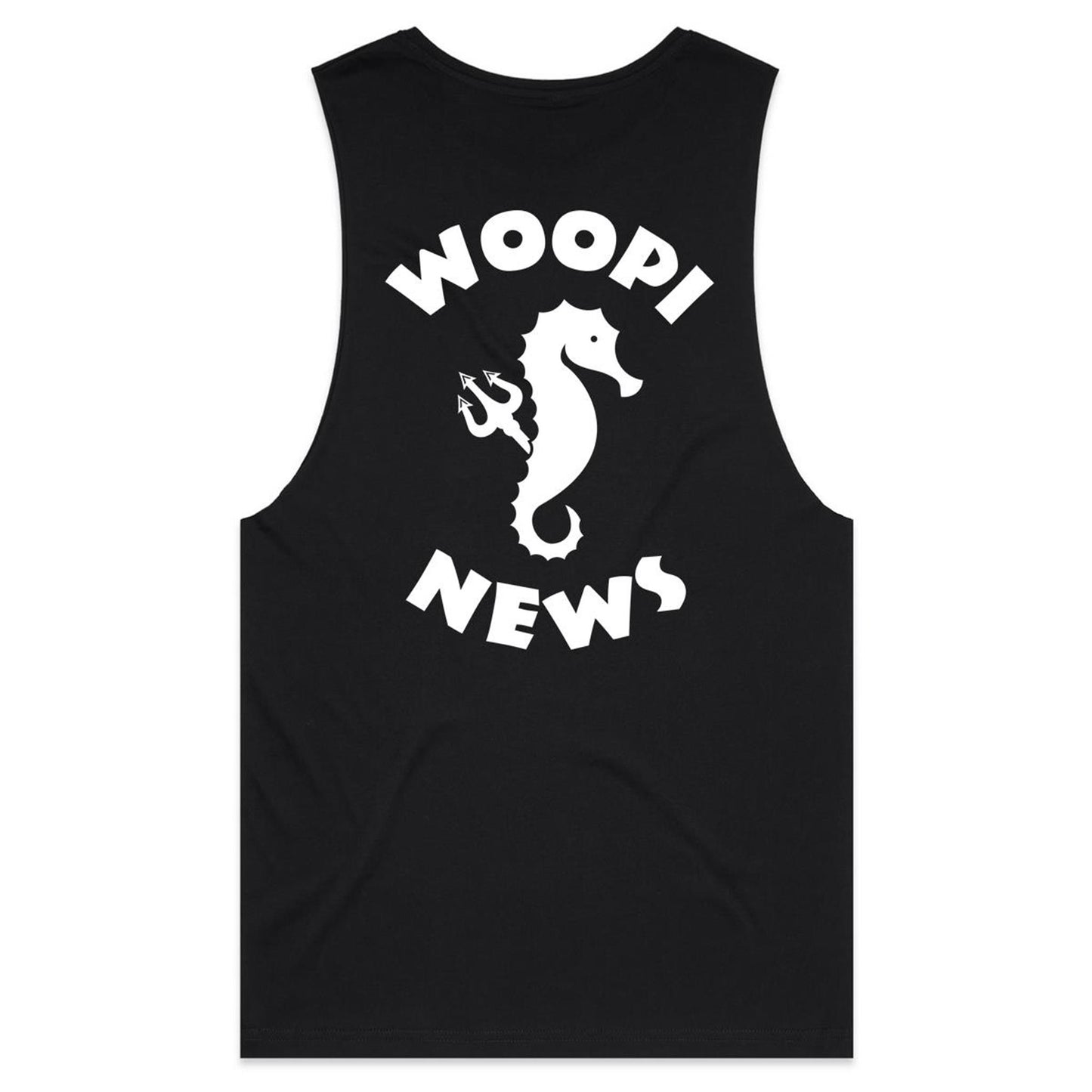 Woopi News Barnard Tank Tee – Logo Front and Back